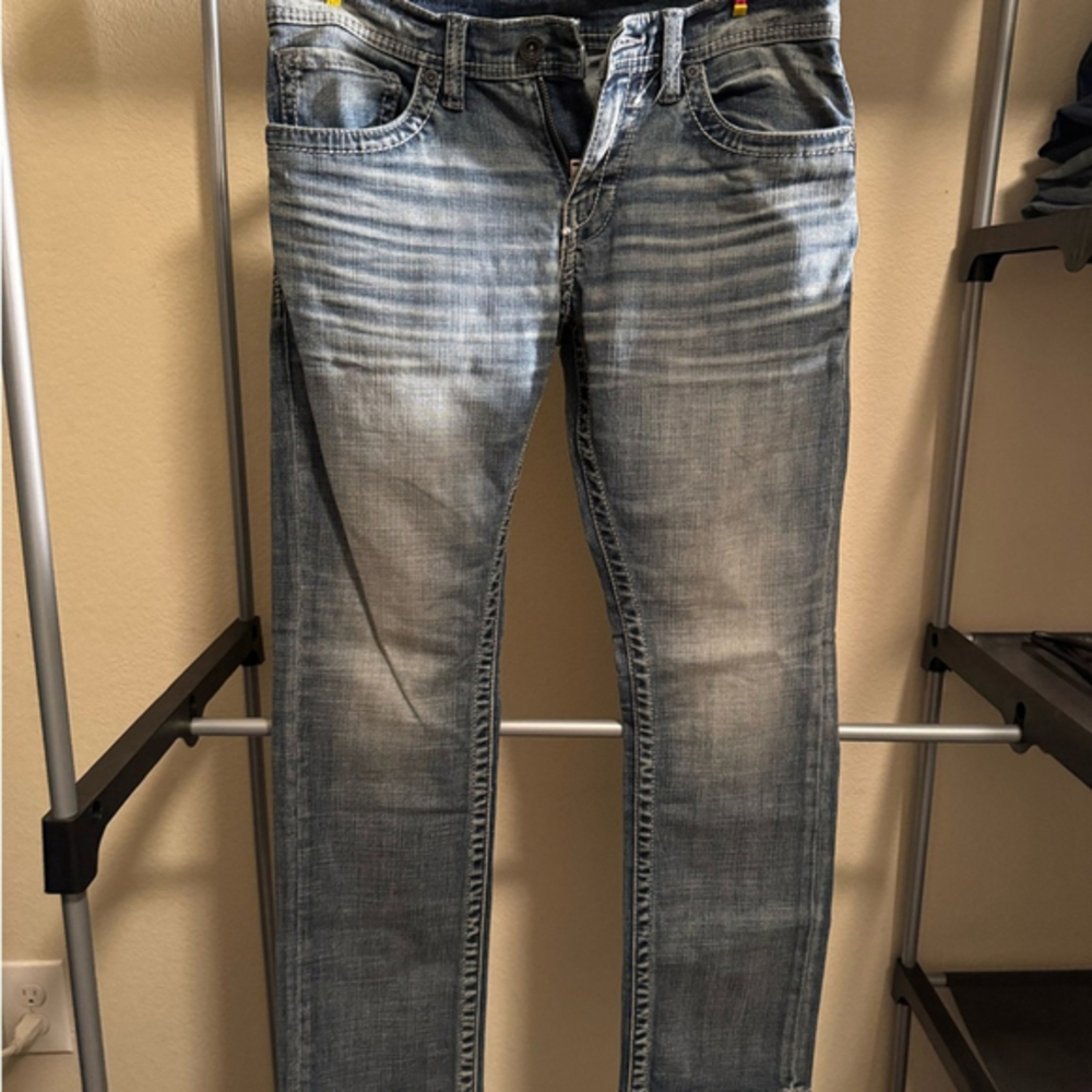 BKE Tyler Skinny Jeans Mens 32x28.5 Medium Wash Distressed Fade Denim NWOT - Picture 2 of 6